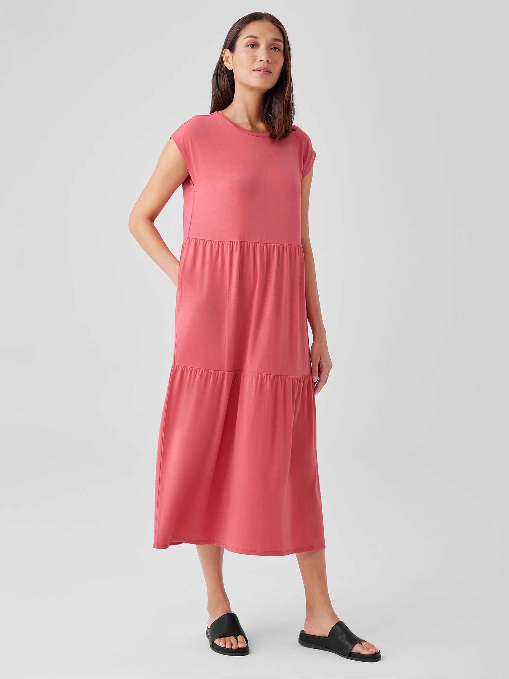 Stretch Jersey Knit Tiered Dress