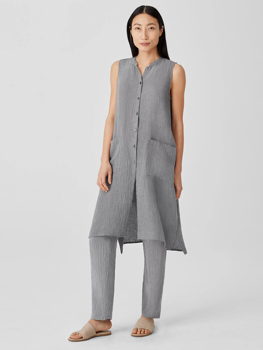 Puckered Organic Linen Long Shirt