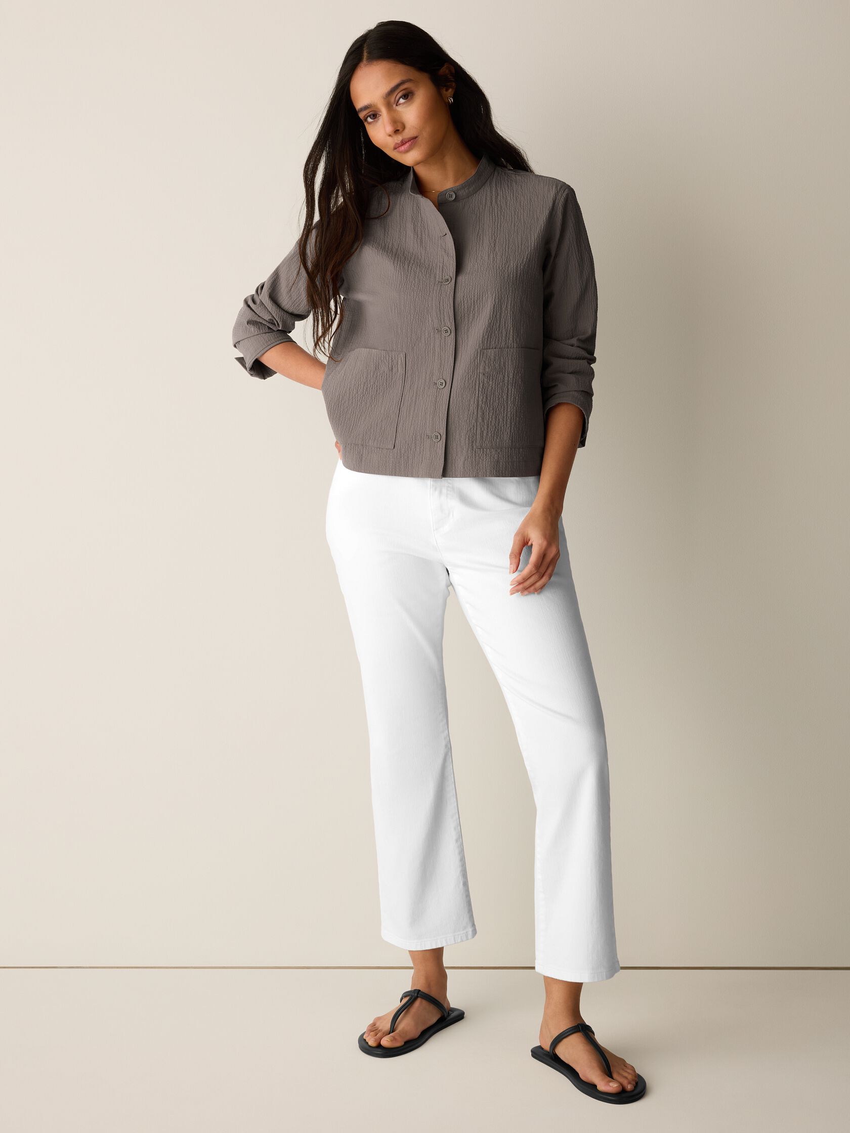 Organic Cotton Pucker Shirt Jacket