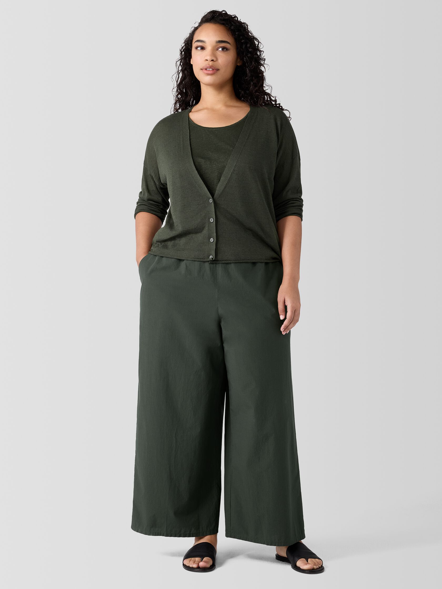 Organic Linen Cotton Cropped Cardigan