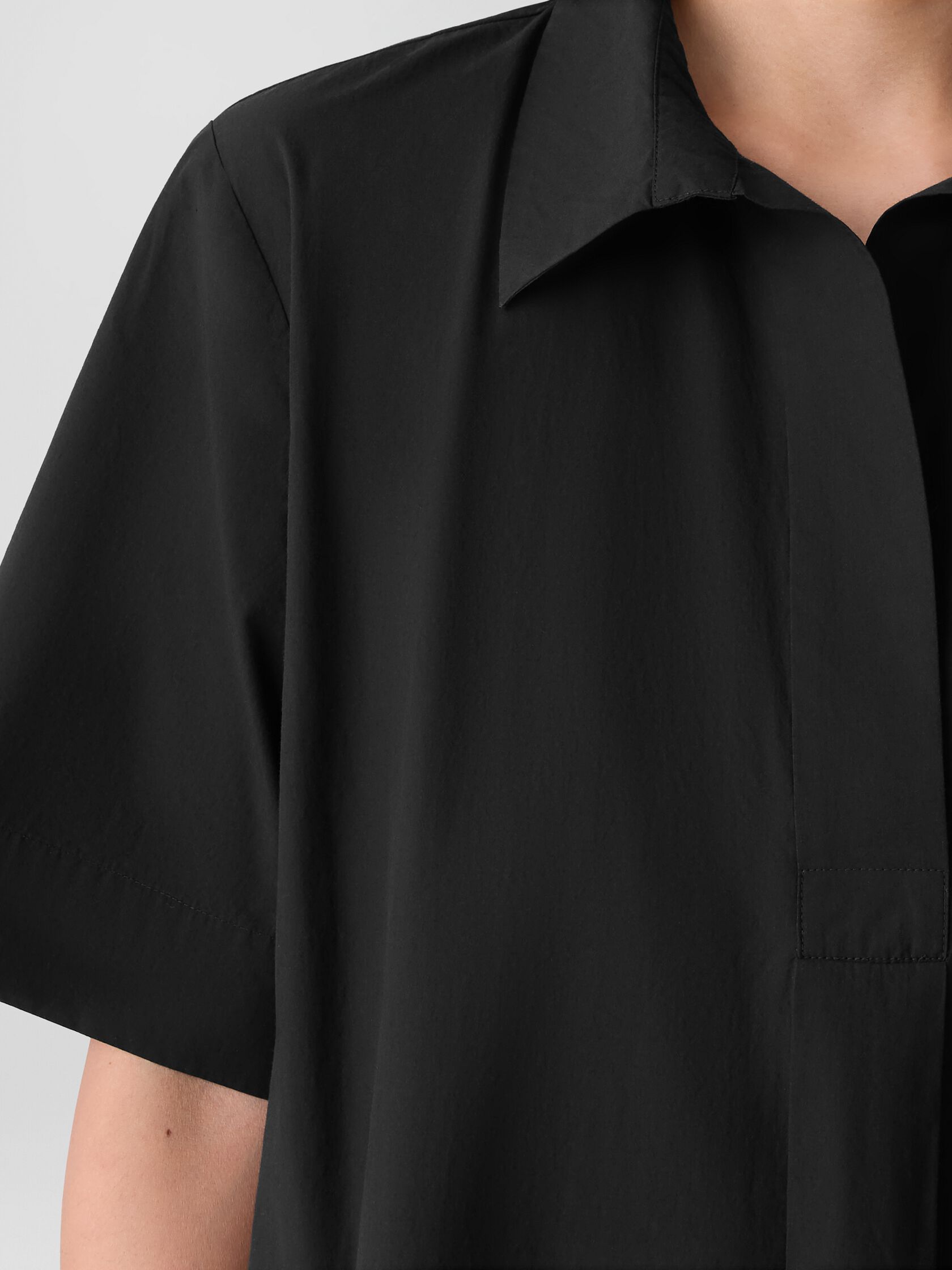 Washed Organic Cotton Poplin Split Neck Dress