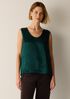 Textured Satin Curved V-Neck Tank