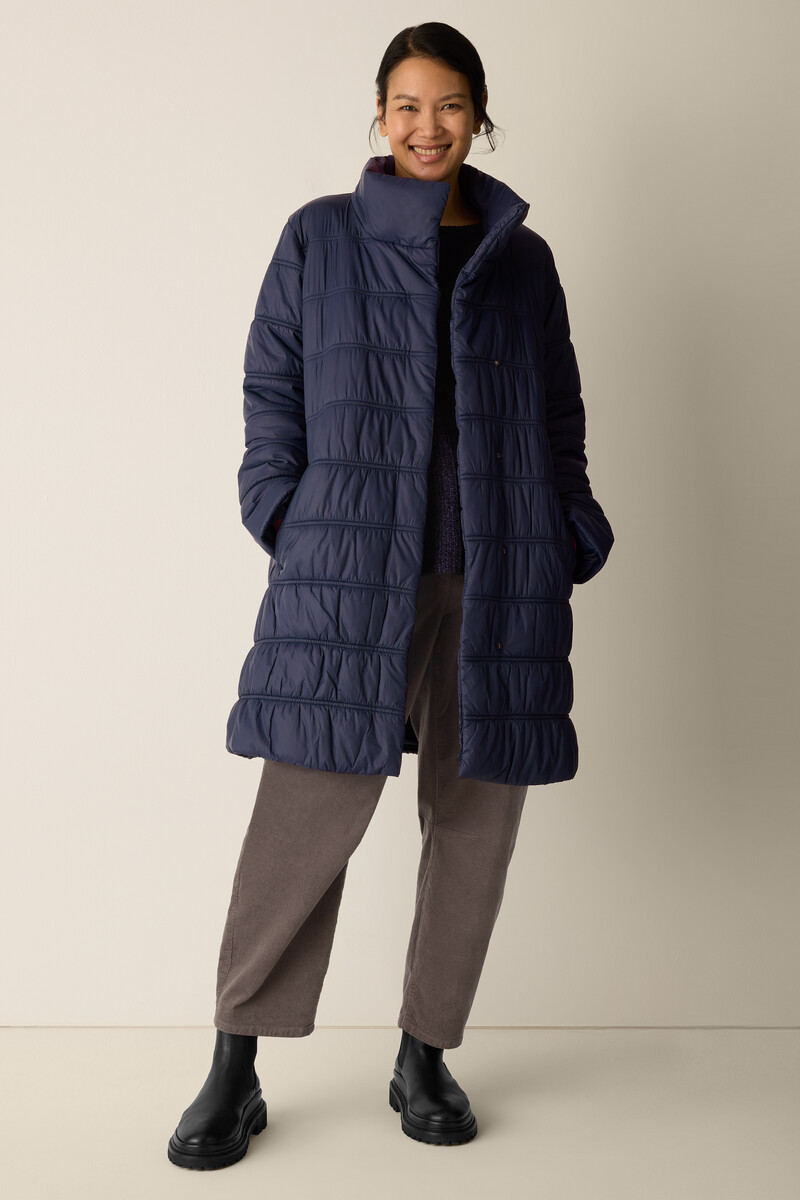 Eggshell Recycled Nylon Ruched Coat Eggshell Recycled Nylon Ruched Coat