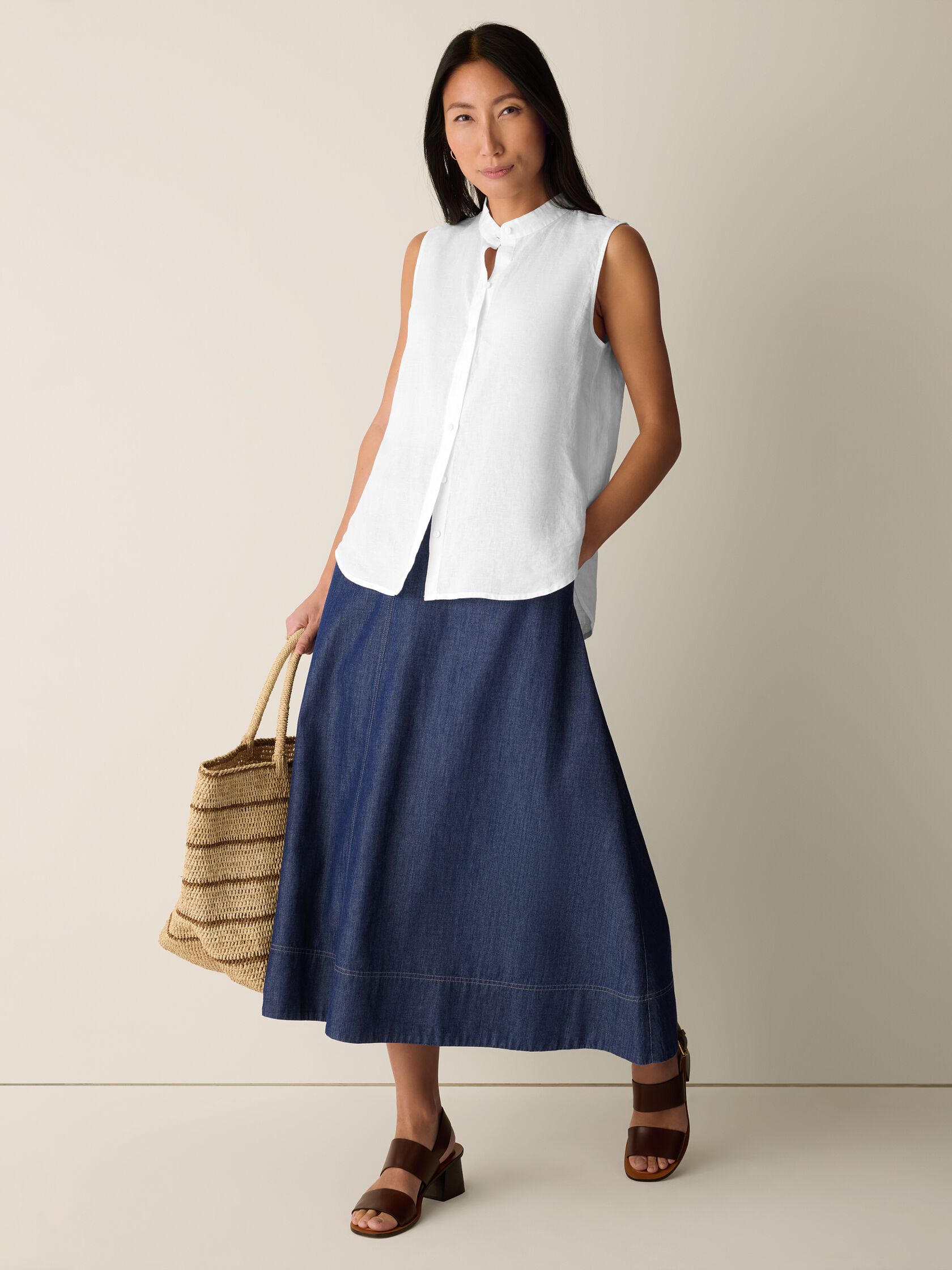 Organic Handkerchief Linen Sleeveless Shirt
