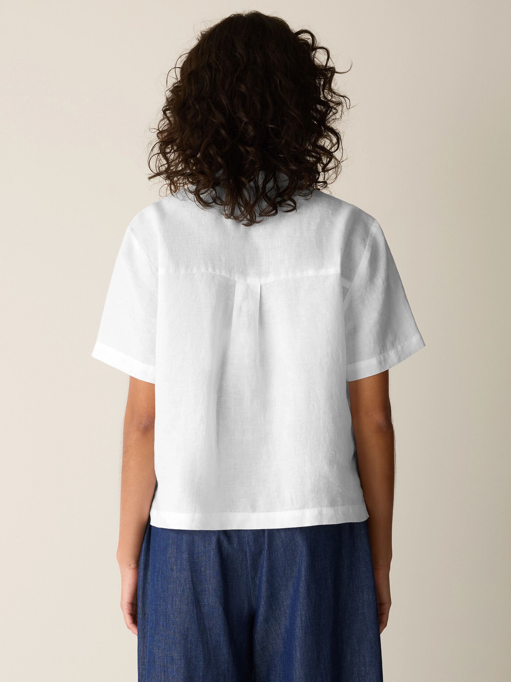 Organic Handkerchief Linen Band Collar Shirt