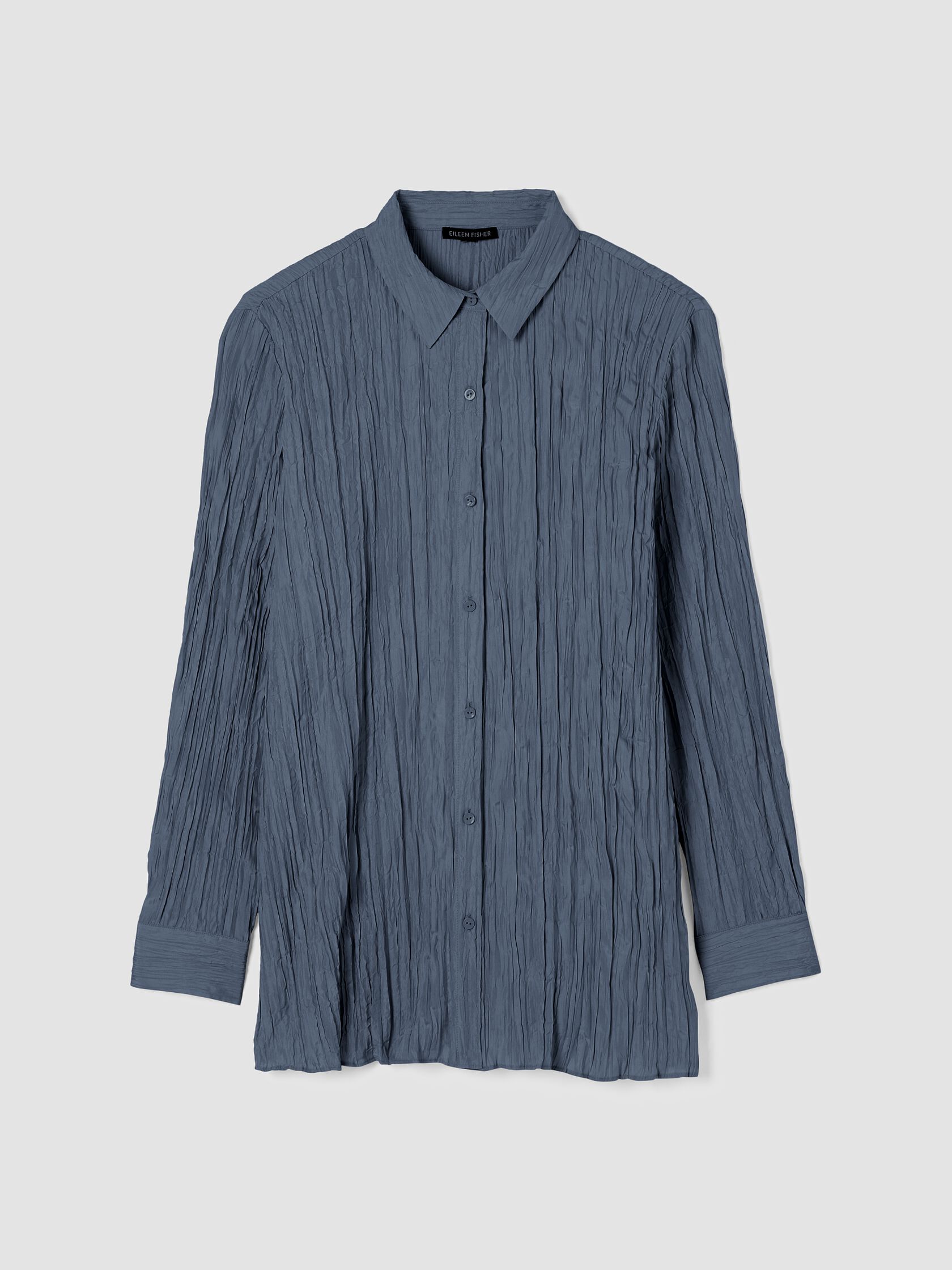 Crinkle Silk Habutai Classic Collar Shirt