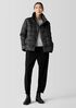 Eggshell Recycled Nylon Stand Collar Short Coat