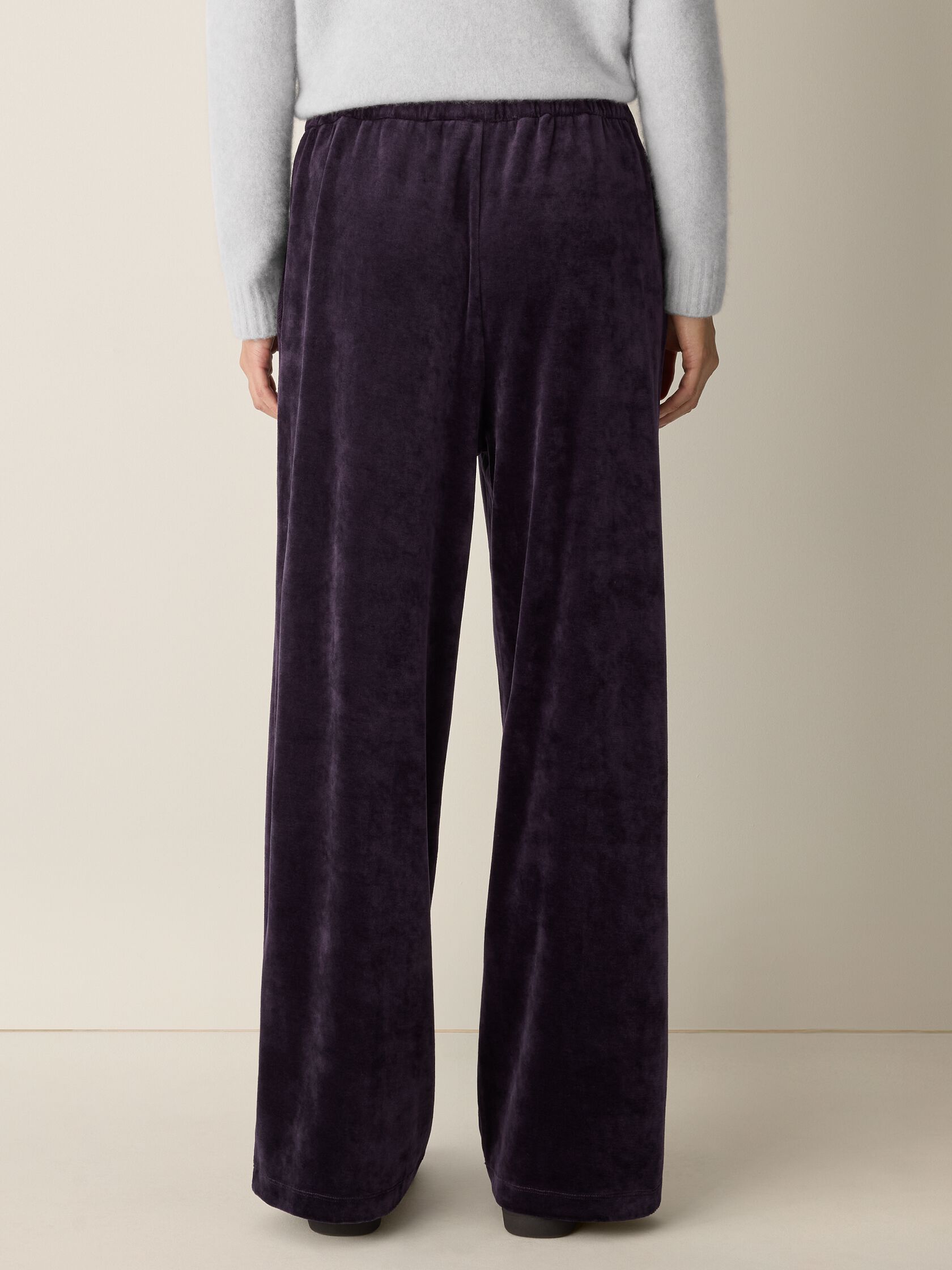 Cozy Velour Knit Wide-Leg Pant