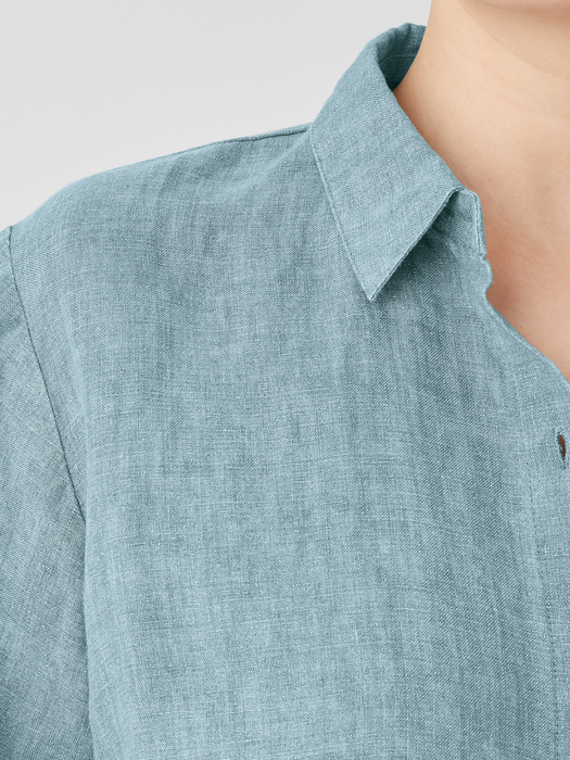 Washed Organic Linen Delave Classic Collar Shirt