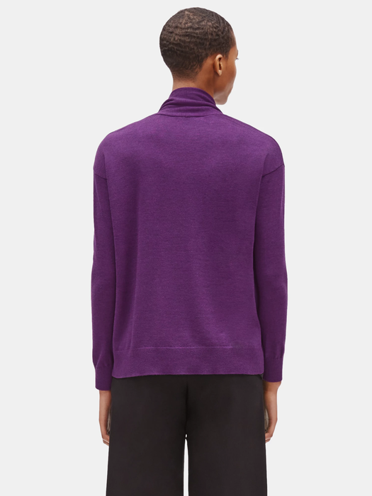 Eileen Fisher Eggplant Purple 100% Wool Turtleneck Sweater