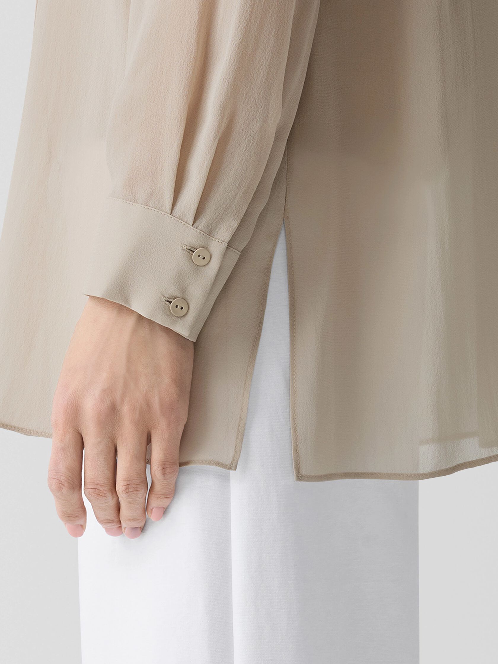 Sheer Silk Georgette Classic Collar Shirt