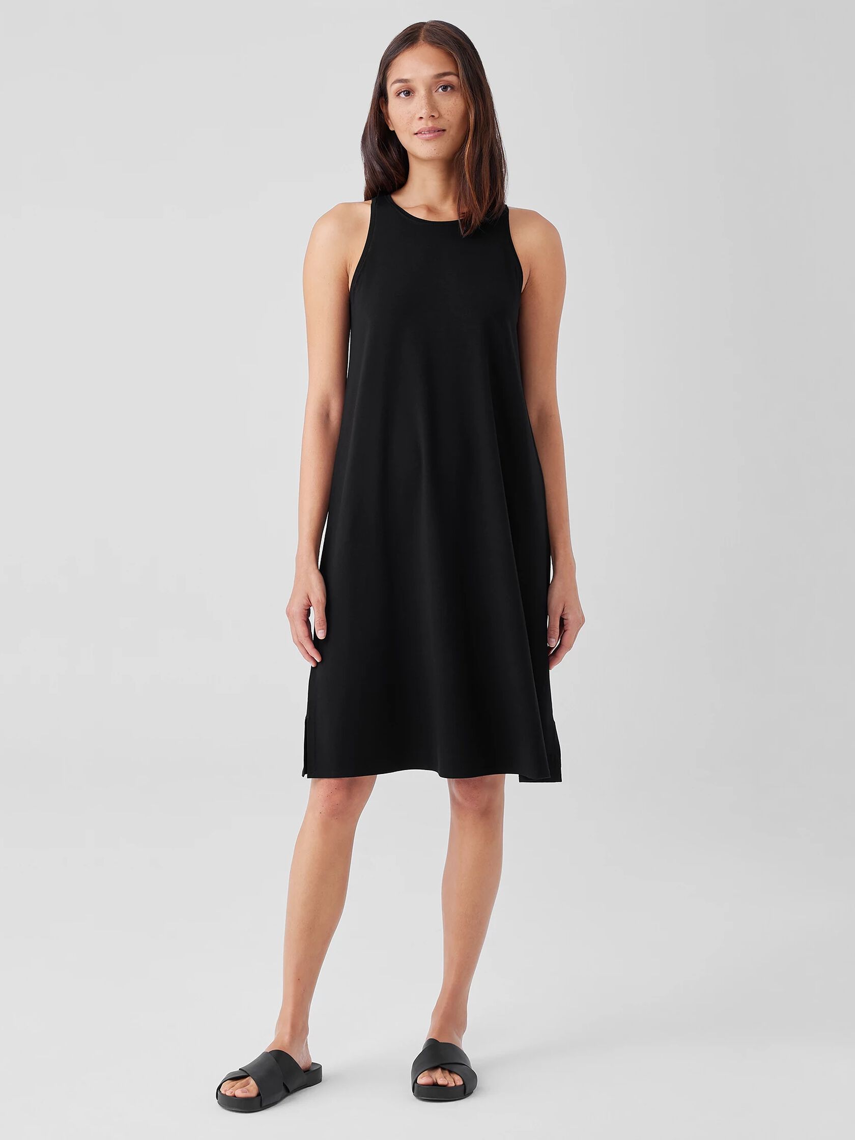 Stretch Jersey Knit Round Neck Tank Dress