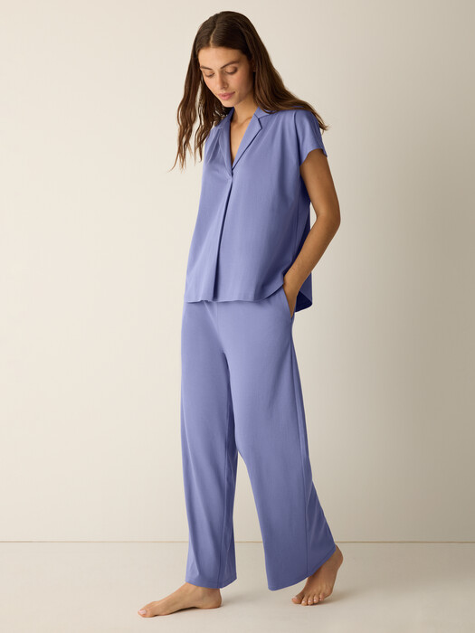 Organic Cotton Interlock Notch Collar Sleep Shirt