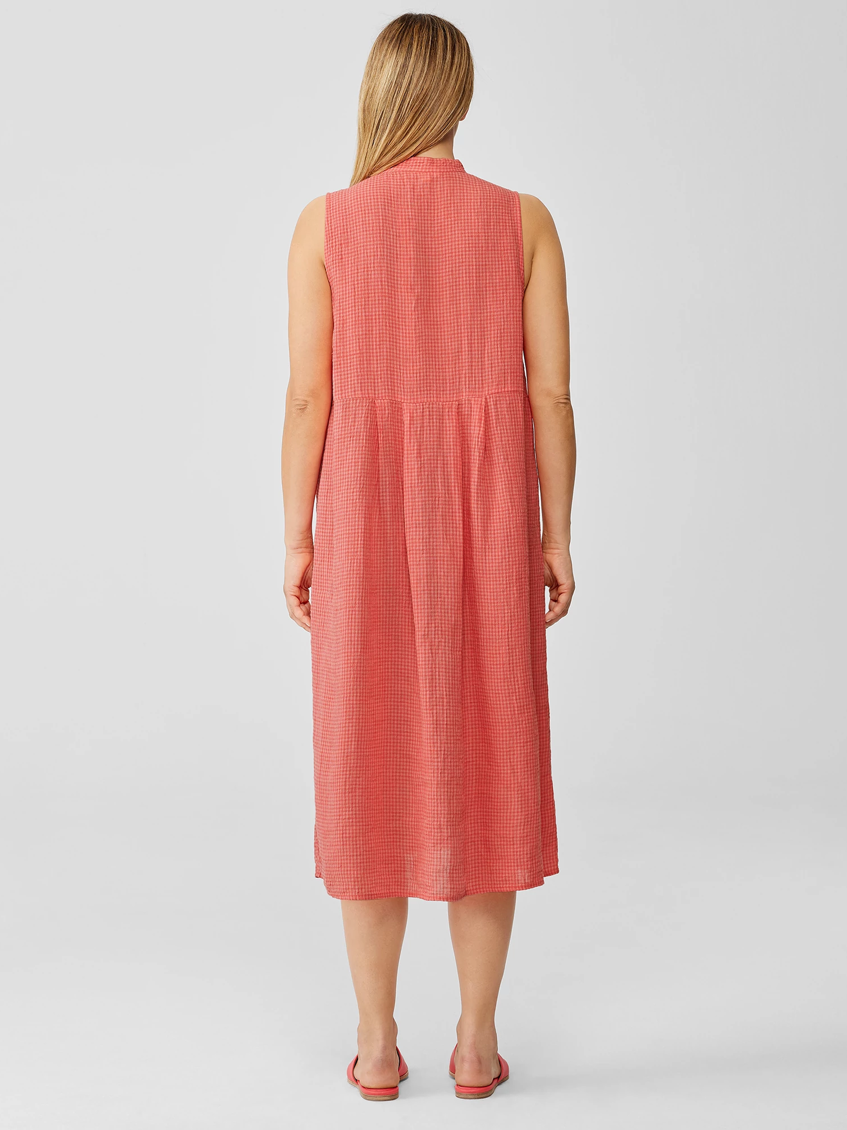 Puckered Organic Linen Pleated Dress