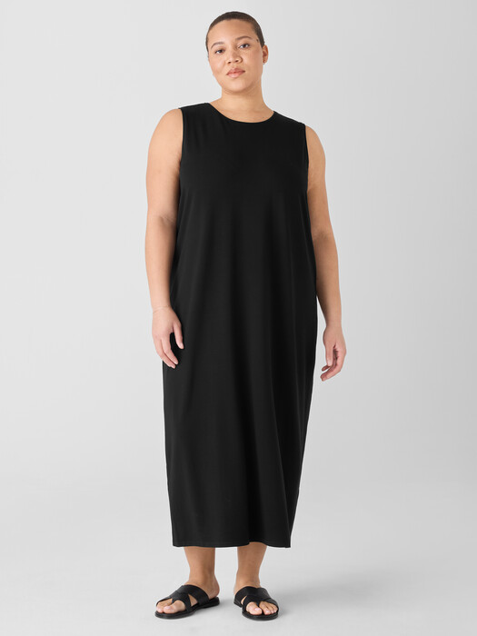 Stretch Jersey Knit Round Neck Dress