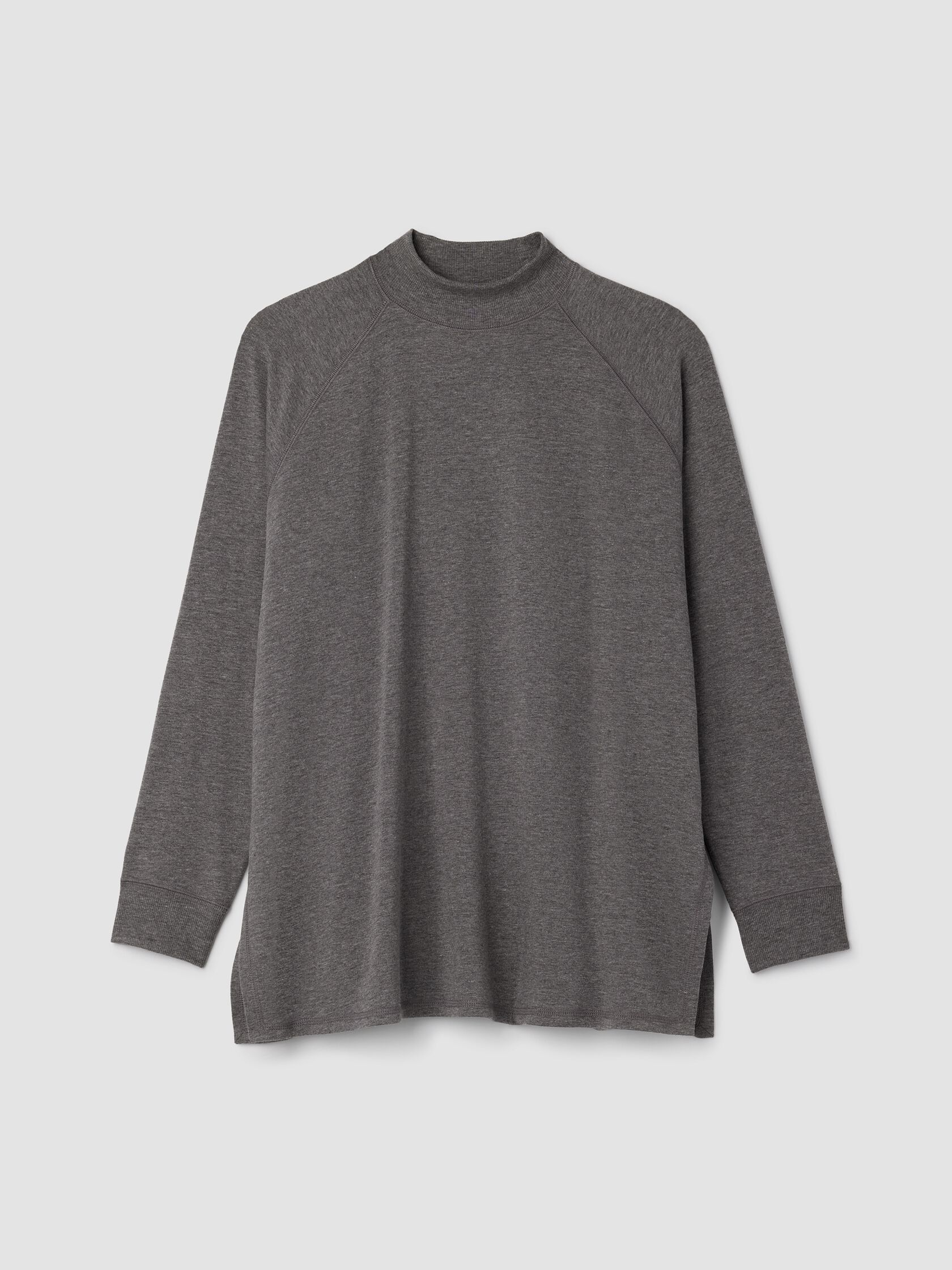 Cozy Brushed Terry Mock Neck Long Top