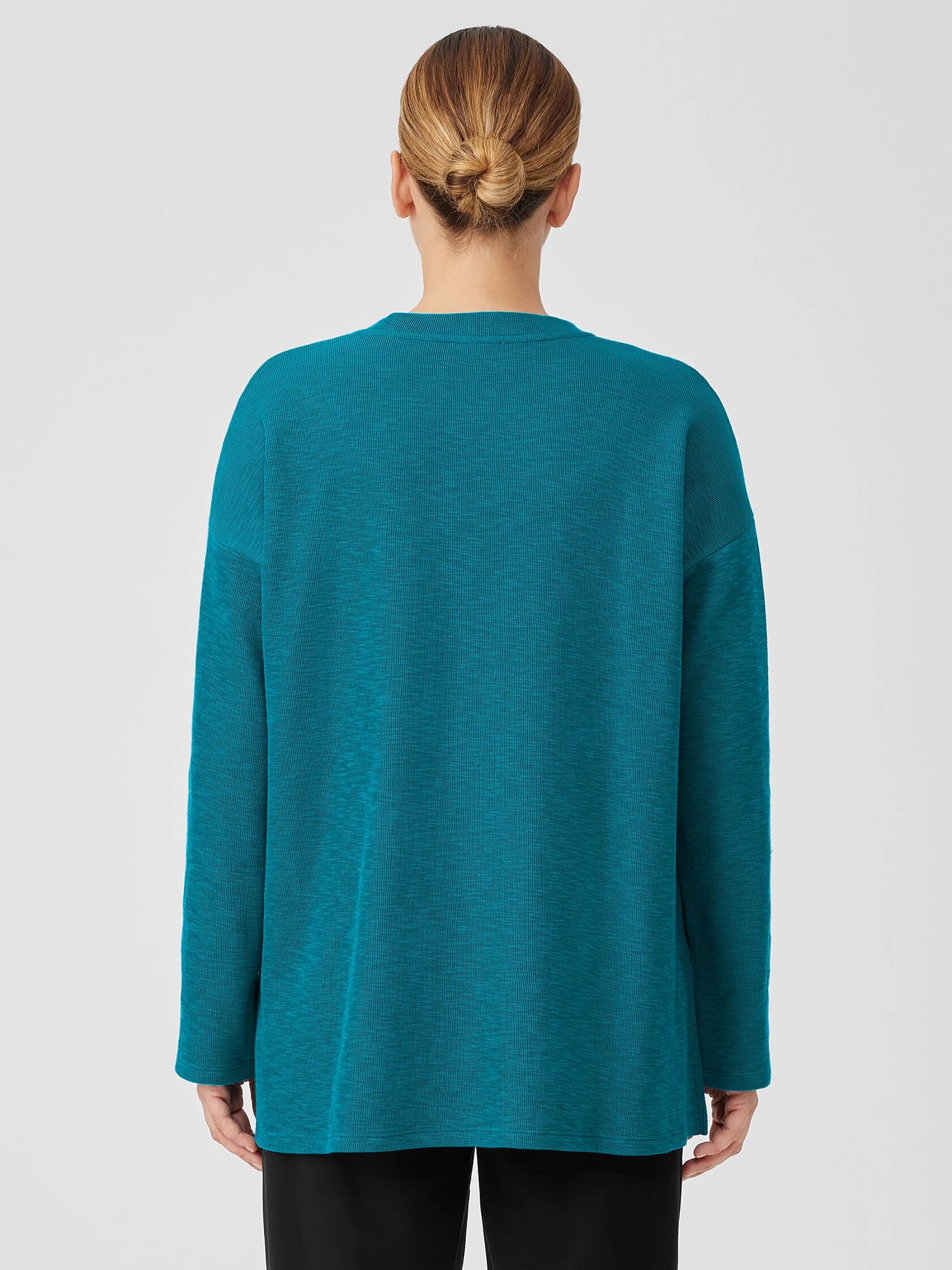 Organic Cotton Slubby Rib Knit Crew Neck Top