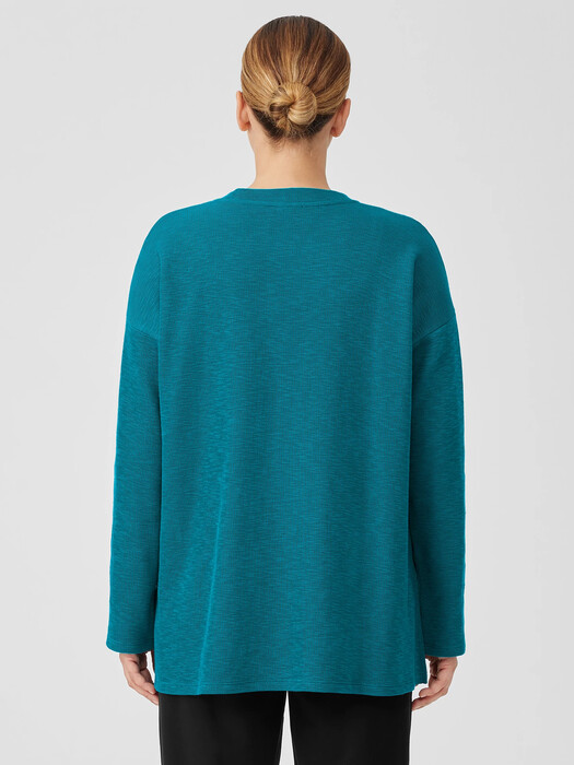 Organic Cotton Slubby Rib Knit Crew Neck Top