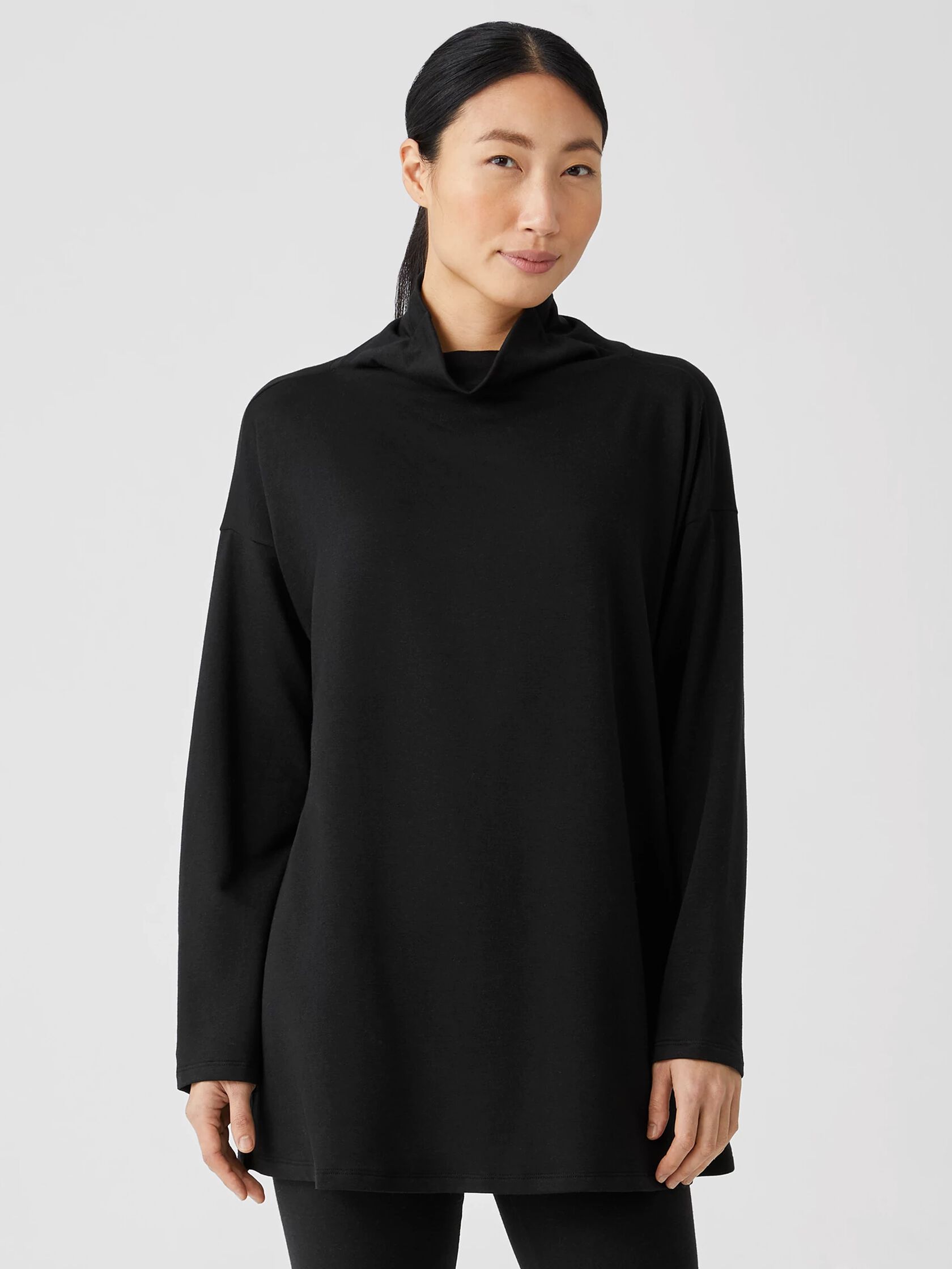 Cozy Brushed Terry Hug Funnel Neck Top