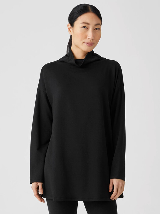 Cozy Brushed Terry Funnel Neck Top