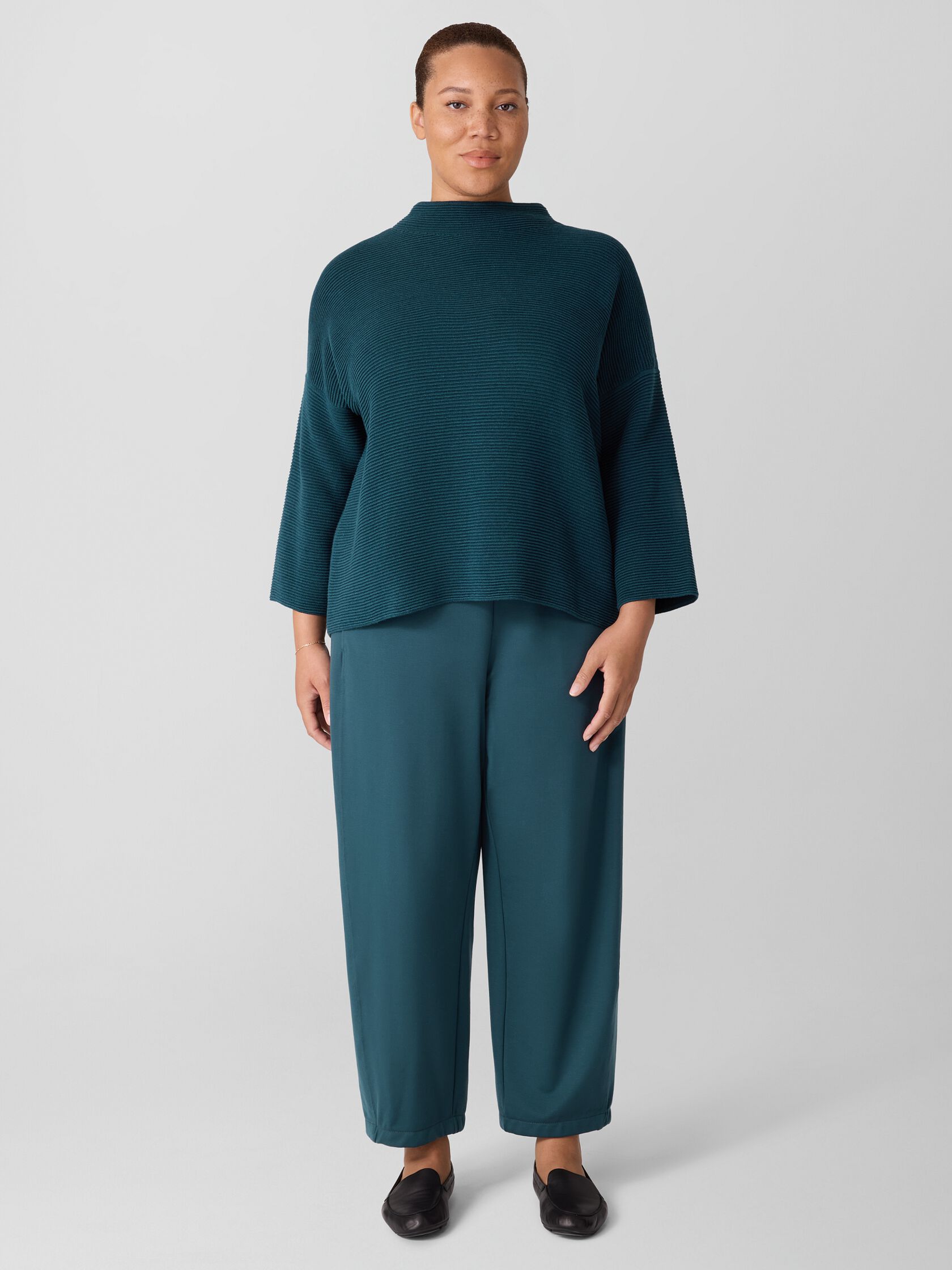 Peruvian Cotton Blend Funnel Neck Top