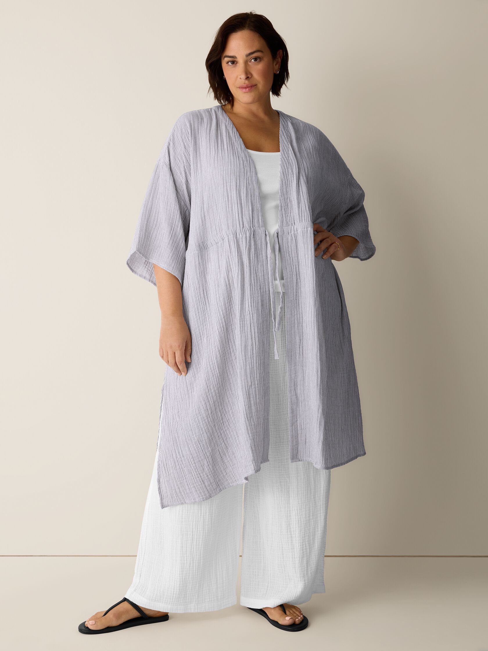 Striped Organic Cotton Gauze Caftan