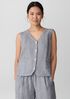Puckered Organic Linen Stripe Vest