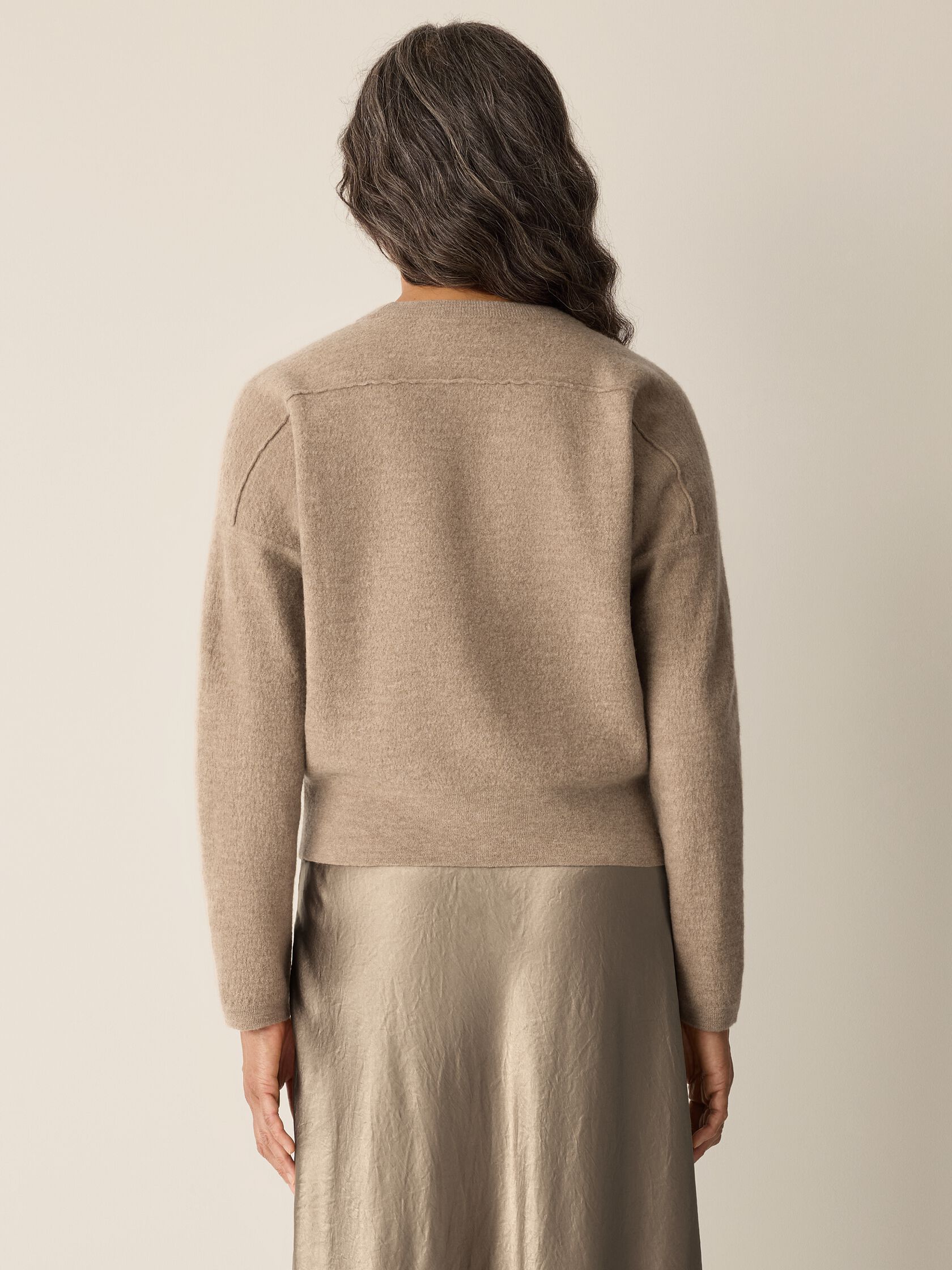 Fine Felted Wool Crew Neck Short Top in Regenerative Wool