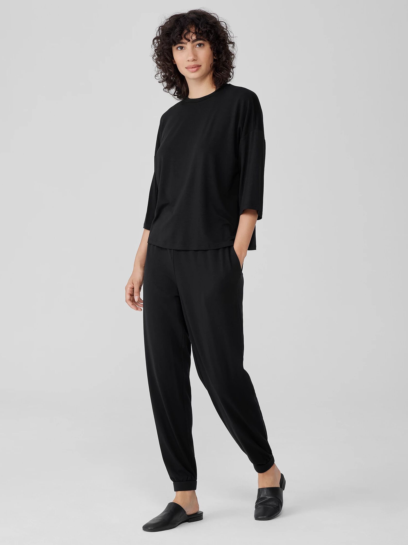 Fine Jersey Column-Sleeve Top