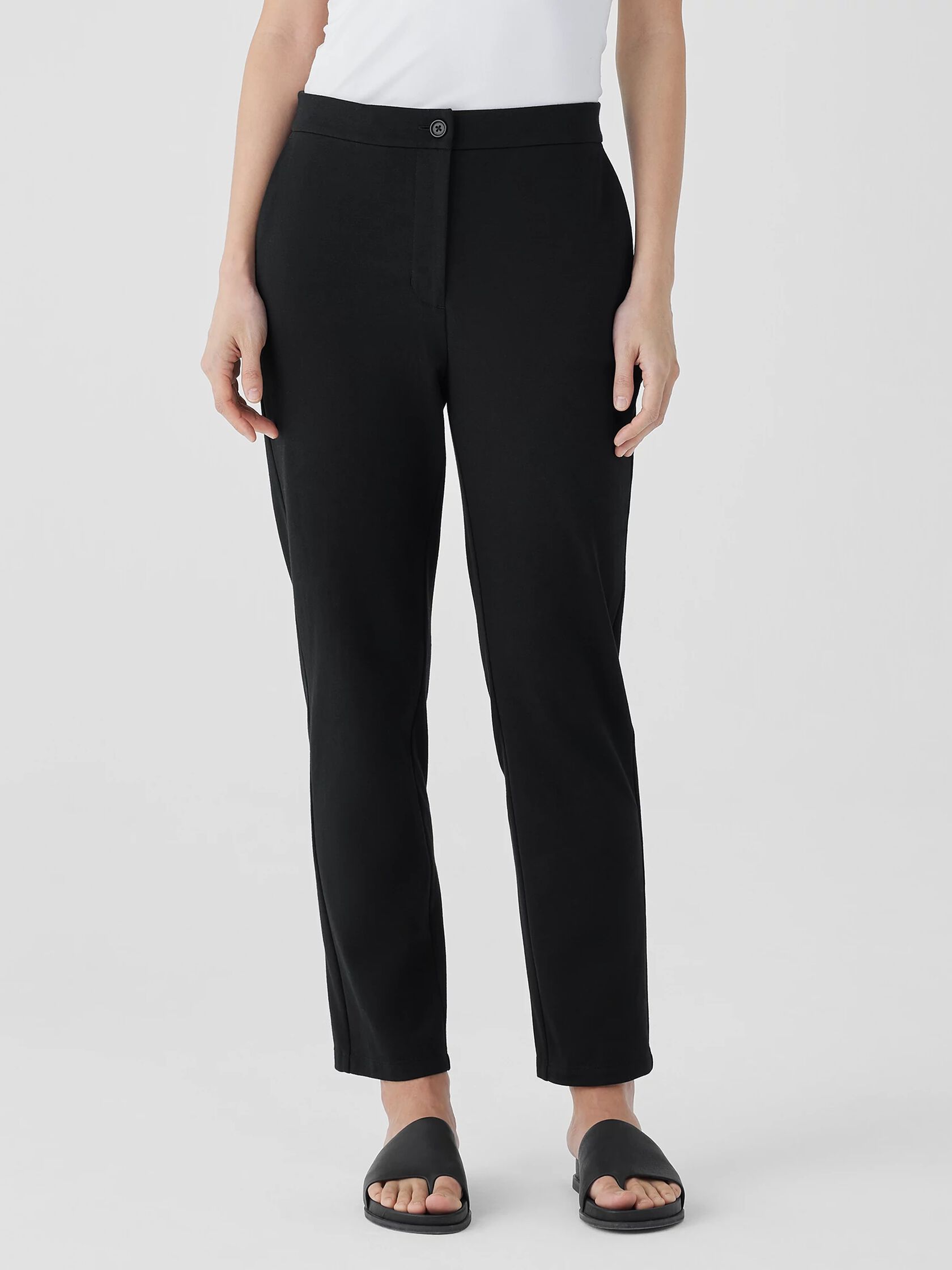 Cotton Blend Ponte High-Waisted Slim Pant