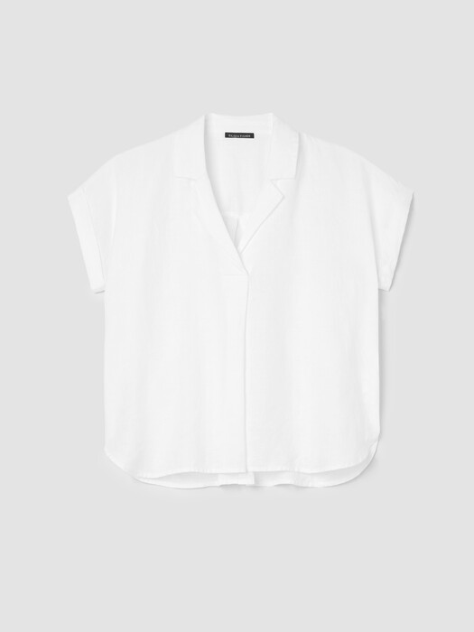Organic Handkerchief Linen Notch Collar Top