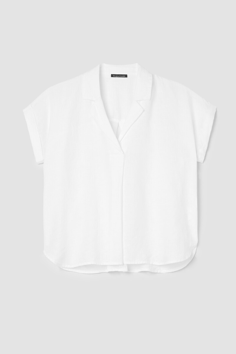 Organic Handkerchief Linen Notch Collar Top Organic Handkerchief Linen Notch Collar Top
