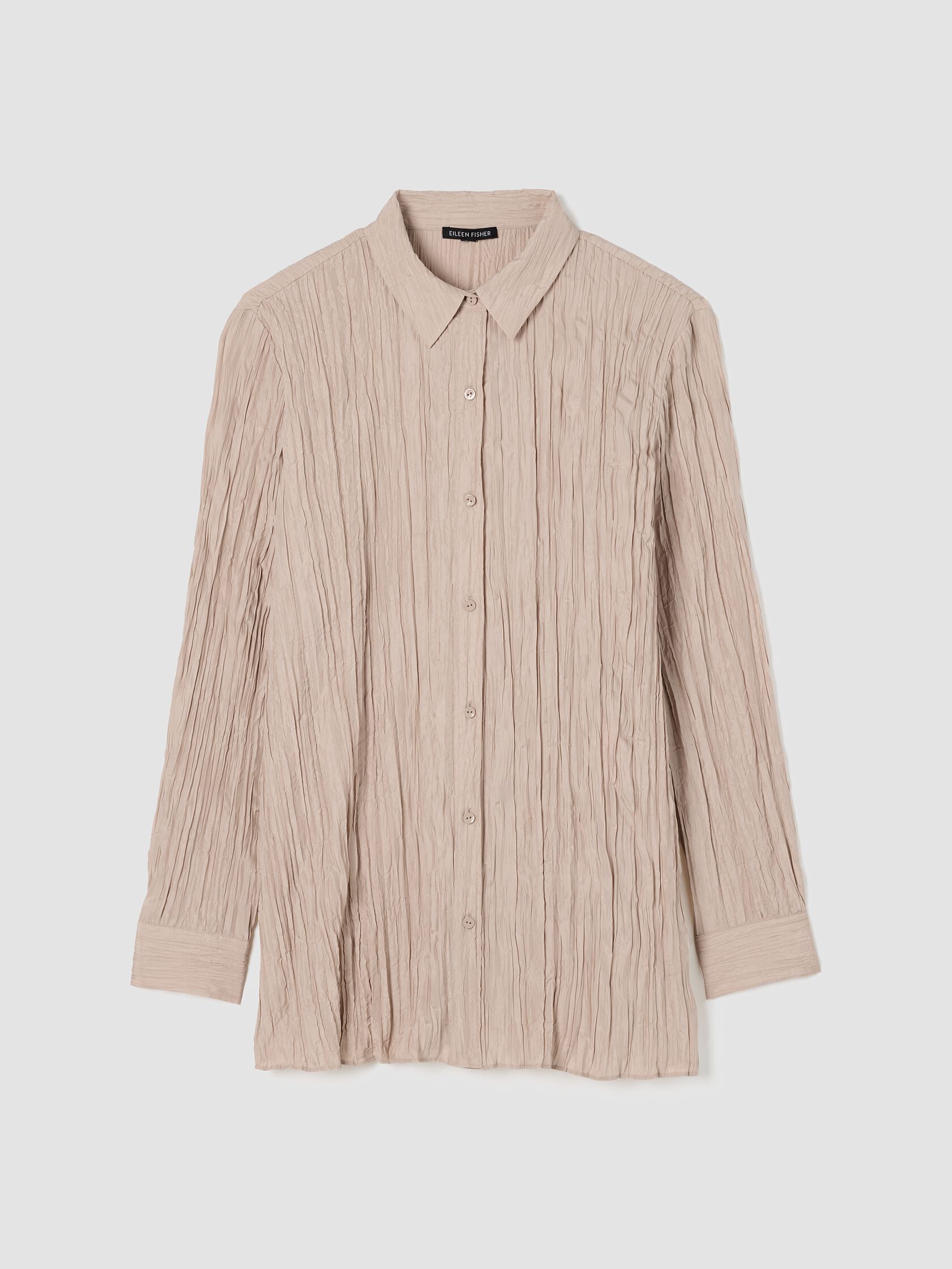 Crinkle Silk Habutai Classic Collar Shirt