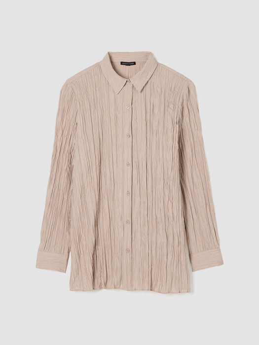 Crinkle Silk Habutai Classic Collar Shirt