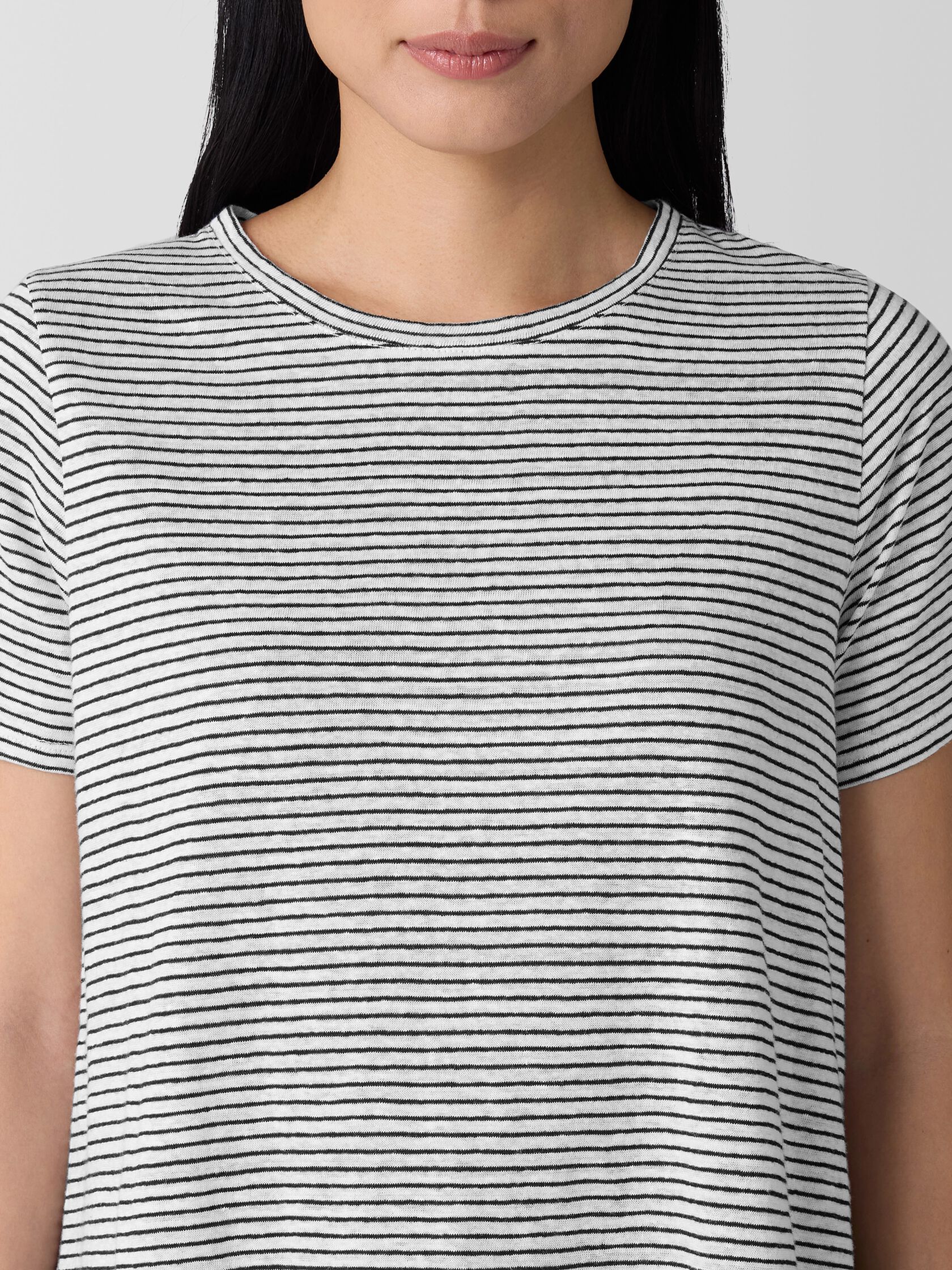 Striped Organic Linen Jersey Crew Neck Tee