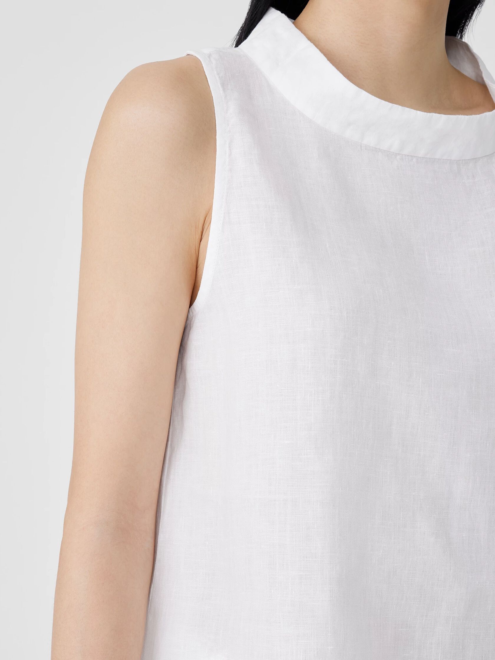 Handkerchief Linen Mock Neck Top