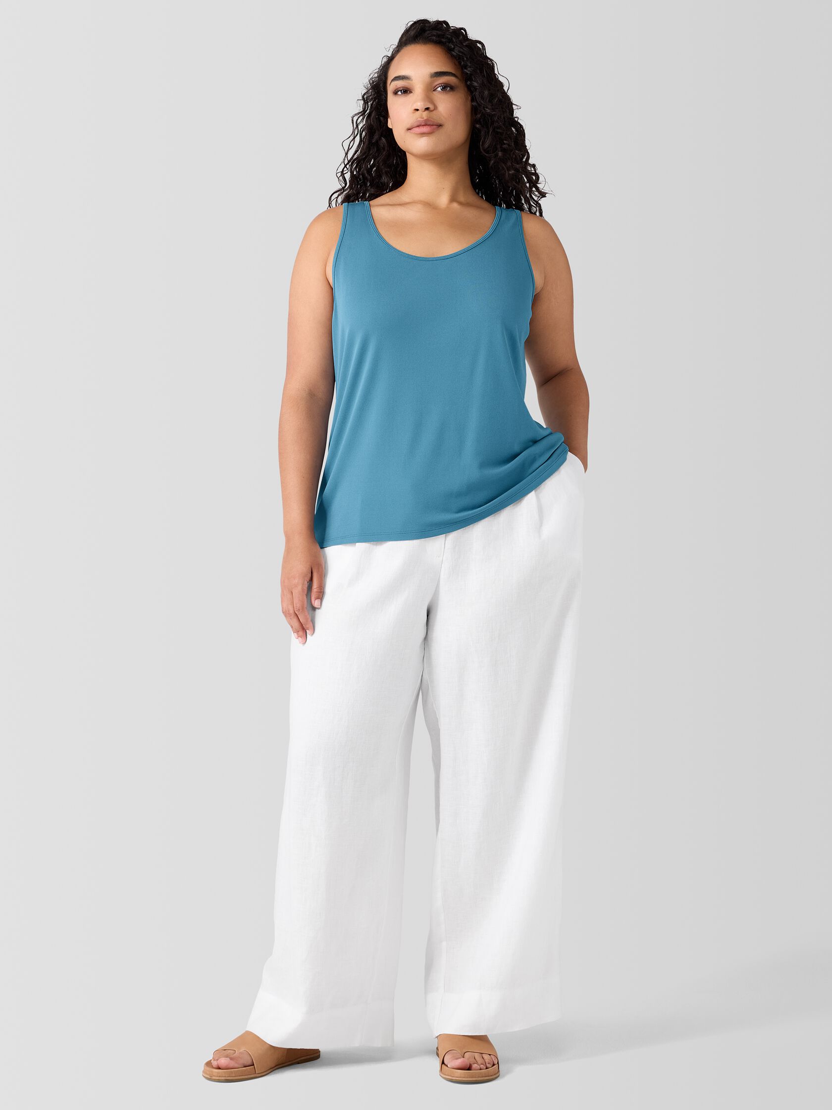 Stretch Silk Jersey Scoop Neck Tank