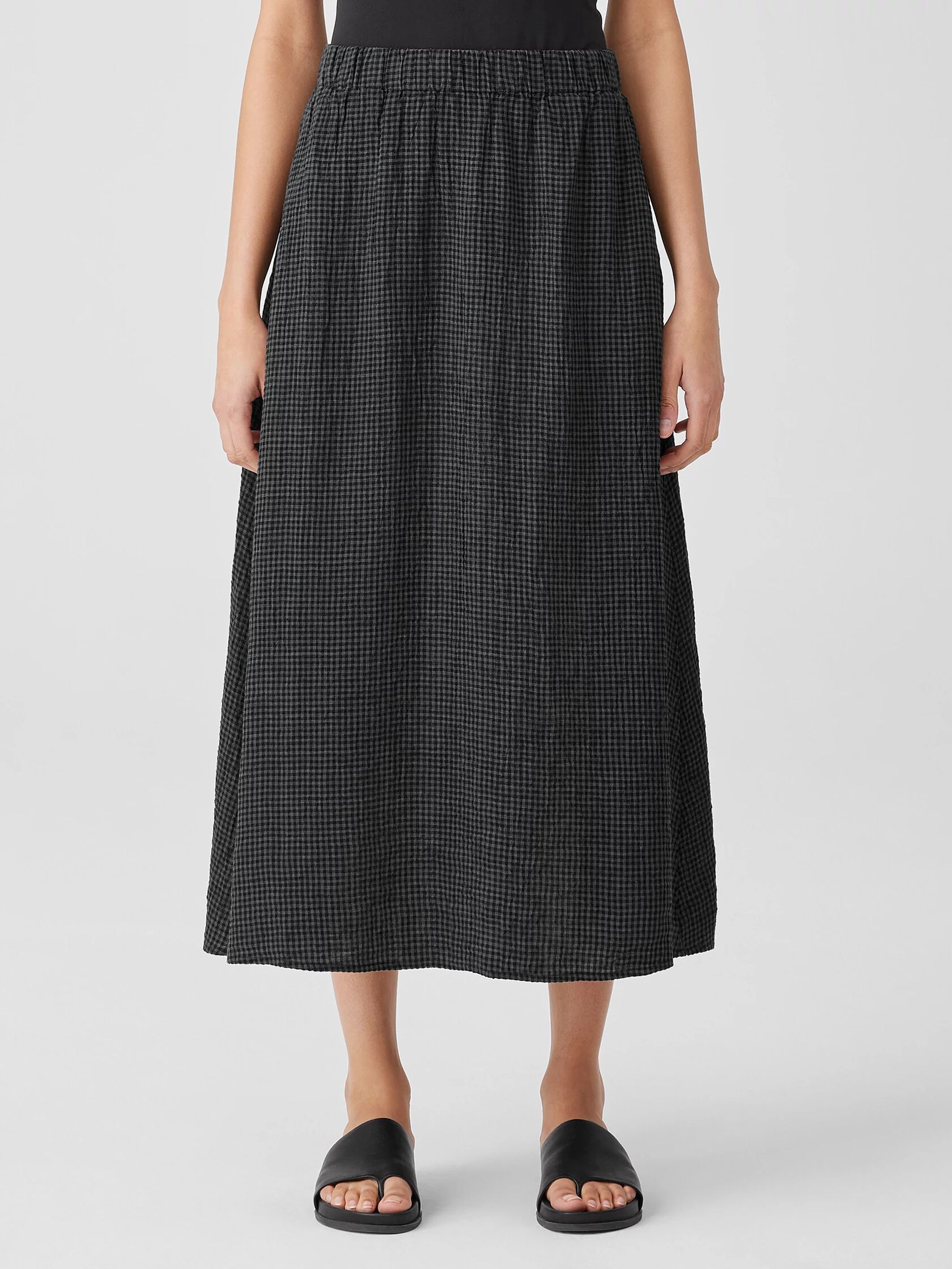 Puckered Organic Linen Pocket Skirt