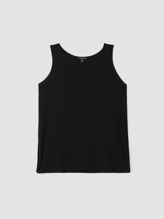 Silk Georgette Crepe Ballet Neck Long Tank