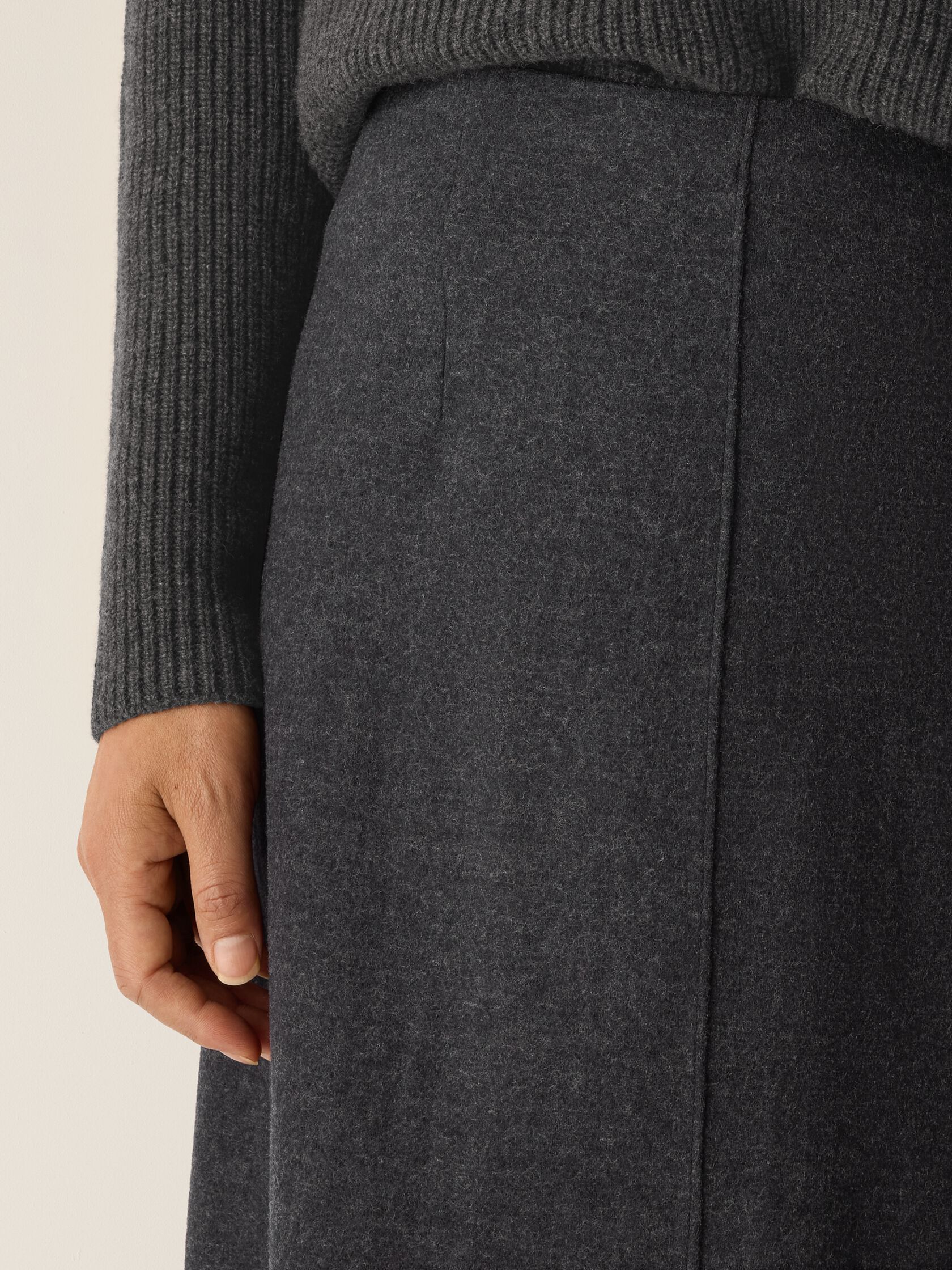 Mélange Boiled Wool Jersey A-Line Skirt in Regenerative Wool