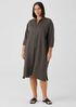 Organic Linen Band Collar Shirtdress