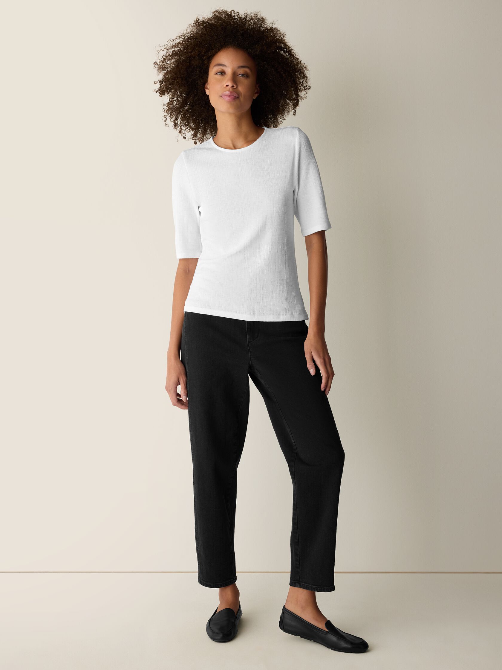Cross Hatch Stretch Jersey Crew Neck Top