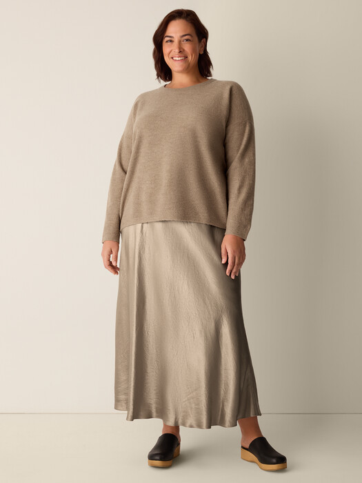 Fine Felted Wool Crew Neck Top in Regenerative Wool
