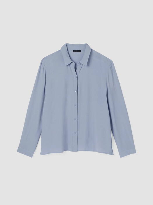 Silk Georgette Crepe Classic Collar Shirt