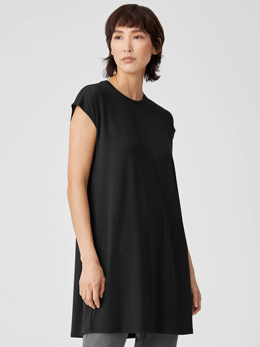 Viscose Jersey Cap-Sleeve Dress | EILEEN FISHER Viscose Jersey Cap-Sleeve Dress | EILEEN FISHER