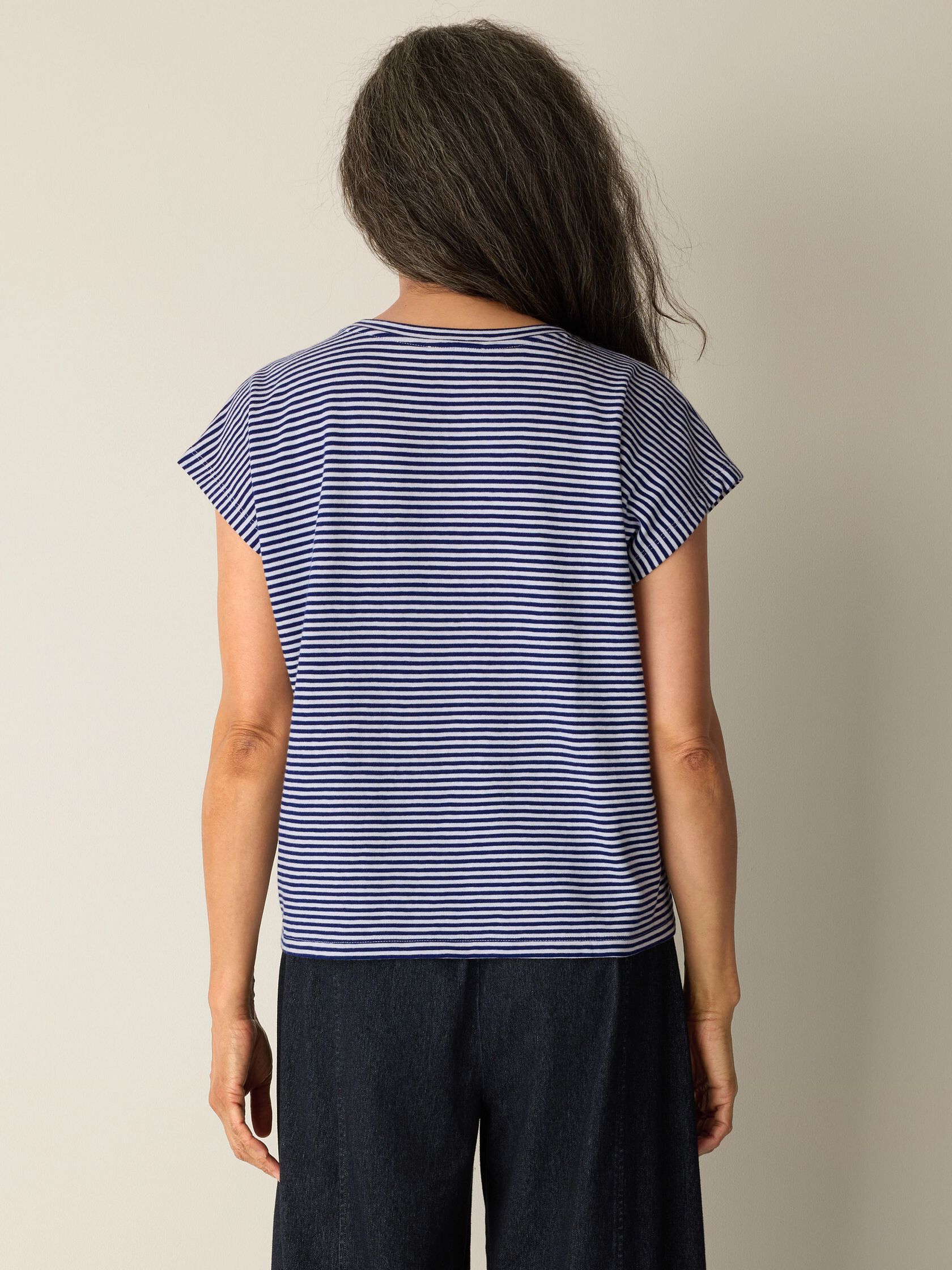 Striped Organic Cotton Slub Crew Neck Tee