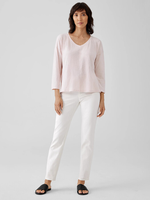 Organic Cotton Slub V-Neck Top