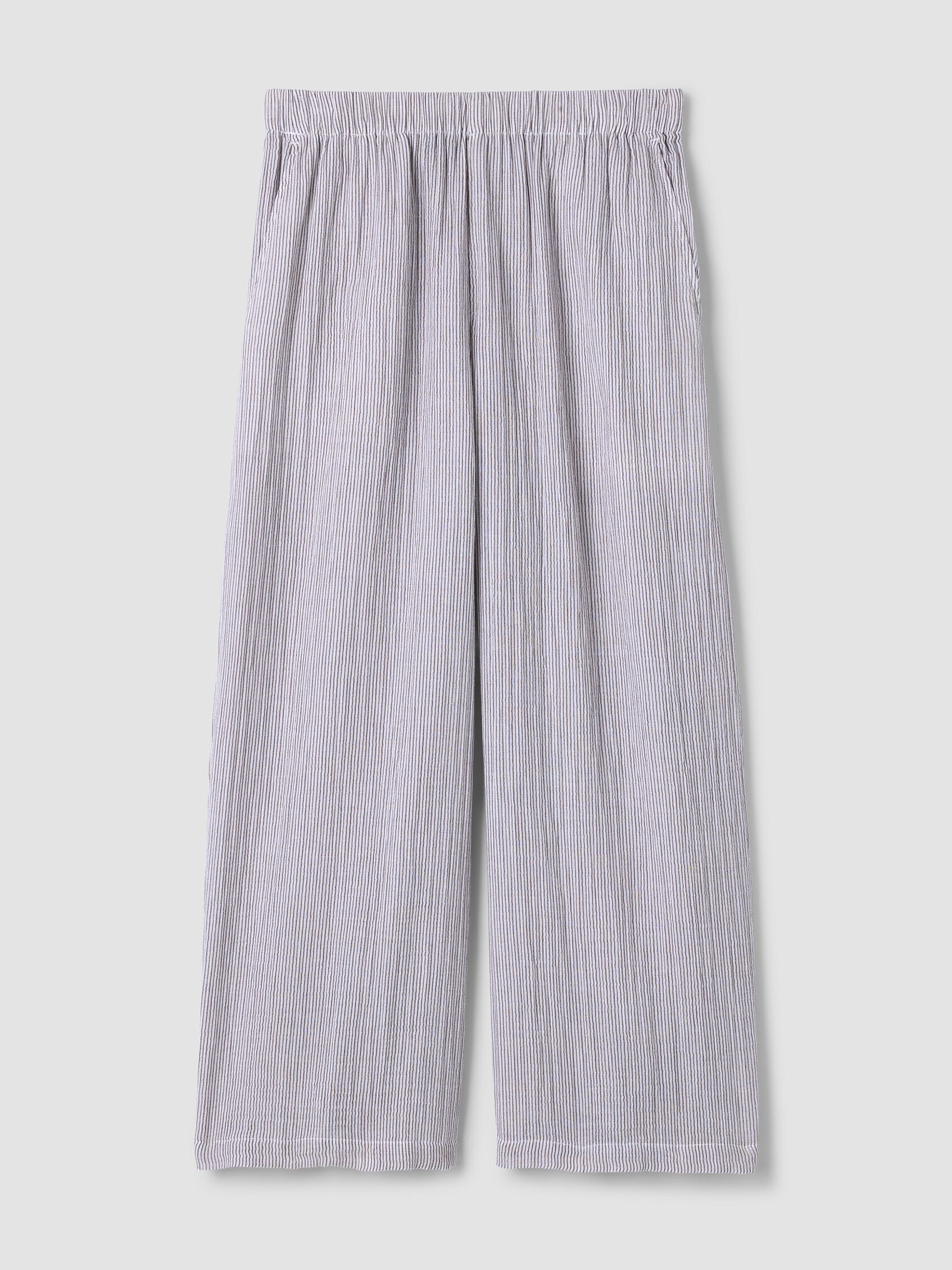 Striped Organic Cotton Gauze Wide-Leg Pant