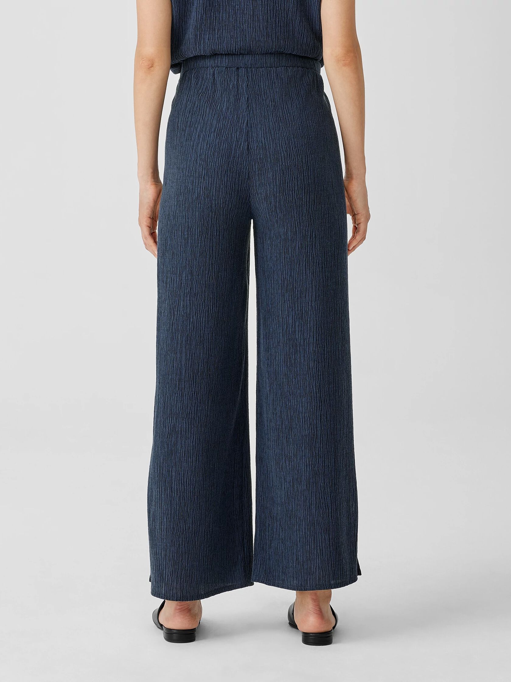 Woven Plissé Wide-Leg Pant