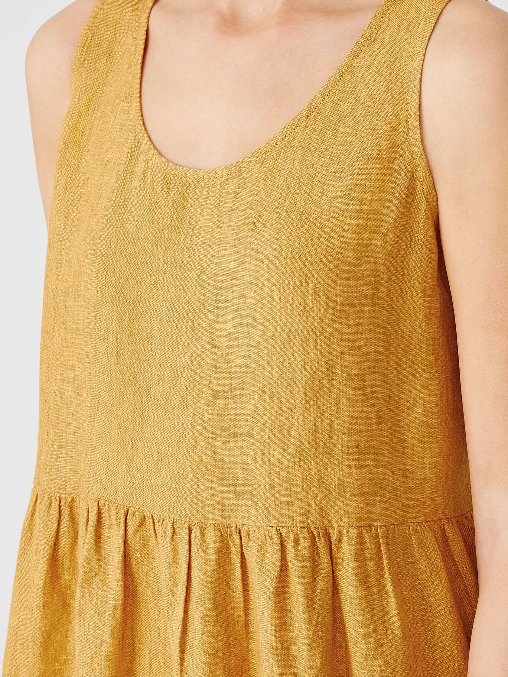 Washed Organic Linen Delave Tiered Dress